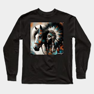 Queen and her horse by Charlotte VanRoss (cvanross ) Long Sleeve T-Shirt